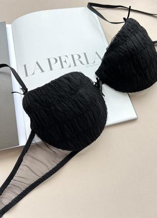 Чорний фактурний бюстгальтер la perla