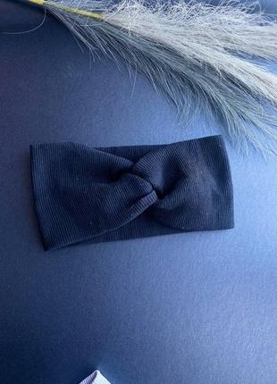 Повязка на голову ,чалма трикотажна рубчик чорна