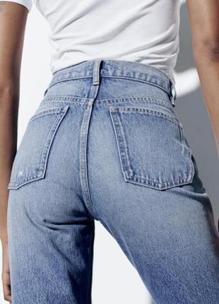 Прямые джинсы zara высокая посадка straight fit классические джинсы2 фото