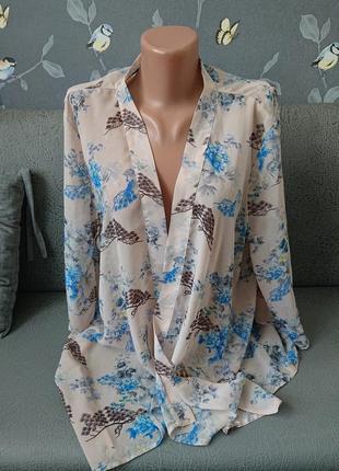 Красивая блуза в китайском стиле большой размер батал 50/52/54 блузка накидка
