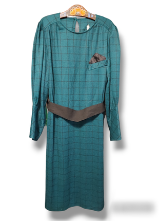 Винтажное шерстяное платье в клетку стильное платье миди2 фото