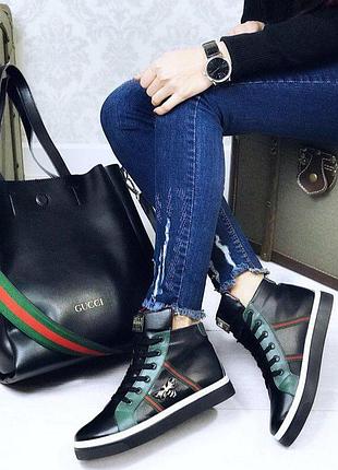 Кеди, черевики демісезонні шкіряні gucci, гуччі