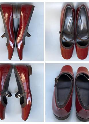 Jil sander лаковые кожаные классические туфли мэри джейн бургунди балетки кожа 100%2 фото