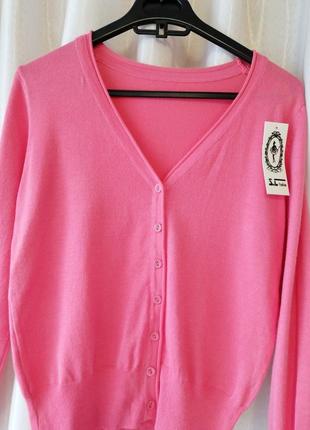 Кофта светр кардиган з ніжного трикотажу   красиві стильні кольори насичені зелений яскраво рожевий4 фото
