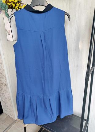 Сукня-рубашка синя оригінальні ґудзики колір синій яскравий5 фото