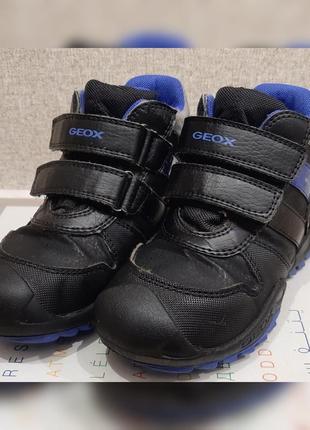 Детские демисезонные ботинки утепленные geox savage waterproof 28 черно-синие2 фото