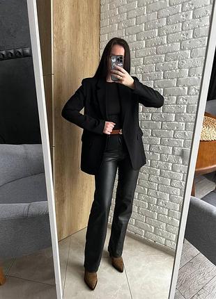 Брюки брюки zara straight из искусственной кожи 34 xs 36 s 38 m ой козы 34 xs 36 s 38 m1 фото