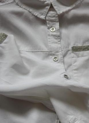 Белая рубашка свободного кроя натуральная белая рубашка4 фото