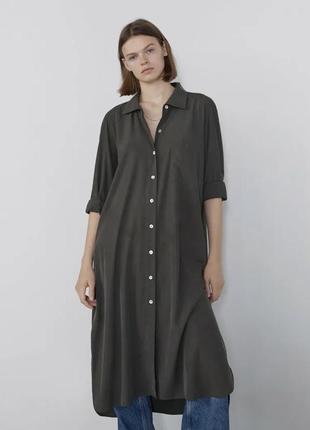 Сукня-сорочка подовжена сорочка рубашка сукня zara2 фото