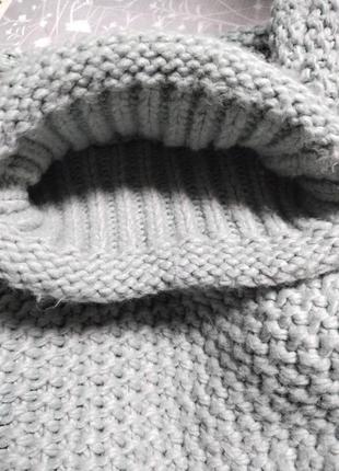 Теплый свитер крупной вязки мятного цвета5 фото