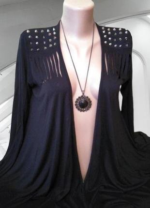 Xxs-s стильный черный женский кардиган select с серебряными шипами, турция2 фото