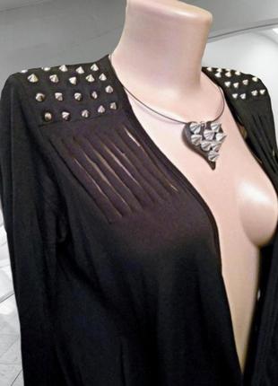 Xxs-s стильный черный женский кардиган select с серебряными шипами, турция9 фото