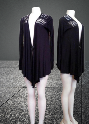 Xxs-s стильный черный женский кардиган select с серебряными шипами, турция10 фото