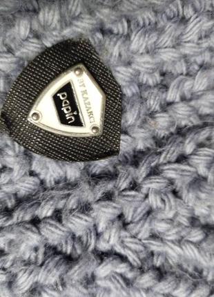 Очень теплый турецкий свитер крупной вязки серо-голубого цвета8 фото