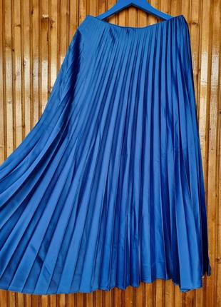 Плиссированная юбка-миди reserved. юбка синяя летняя плиссе2 фото