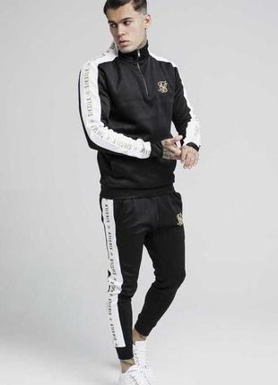 Siksilk m / l мужская черная спортивная кофта свитшот с белая полоса золотые надписи3 фото