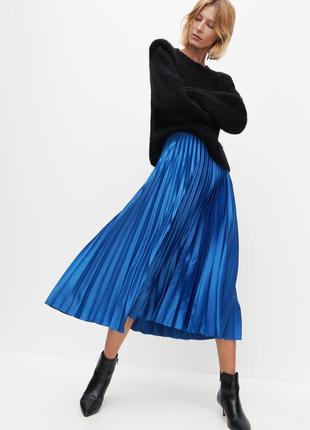 Плиссированная юбка-миди reserved. юбка синяя летняя плиссе1 фото