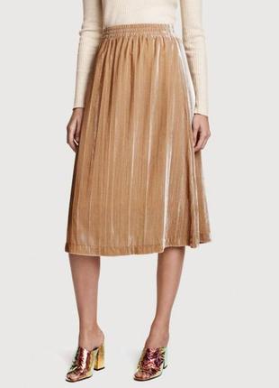 Юбка миди h&m. велюровая бежевая.