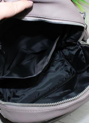 Женская стильная и качественная сумка рюкзак из эко кожи капучино5 фото