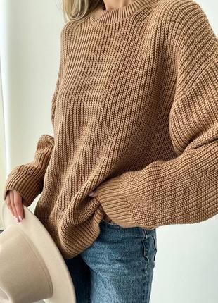 Вязаный свитер под горло с манжетами5 фото