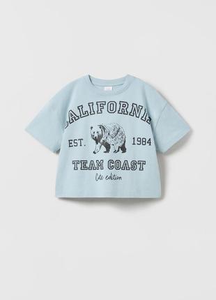 Футболка для дівчинки zara 140 см 9-10 років cвітло-блакитна