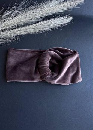 Повязка на голову ,чалма велюровая бархат велюр кільце коричнева