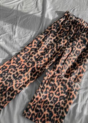 Леопардовые брюки палаццо, штаны лео флисовые8 фото