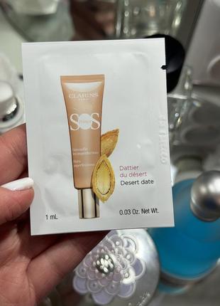 Clarins sos primer — мультифункційний праймер для макіяжу, персиковий відтінок, пробний зразок, 1 мл