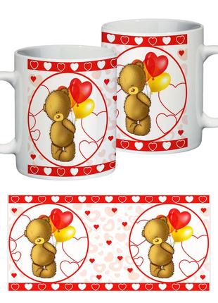 Керамічна чашка до 8 березня "ведмедик з сердечками"1 фото