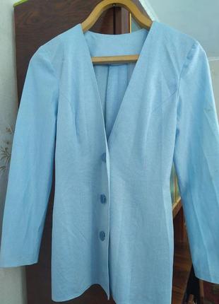 Голубой блестящий легкий пиджак1 фото