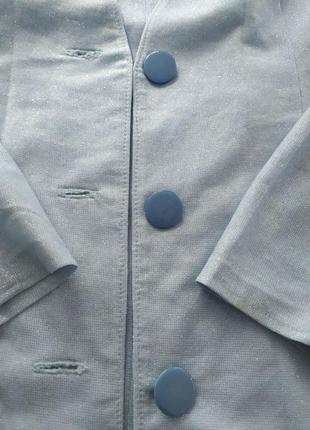 Голубой блестящий легкий пиджак3 фото