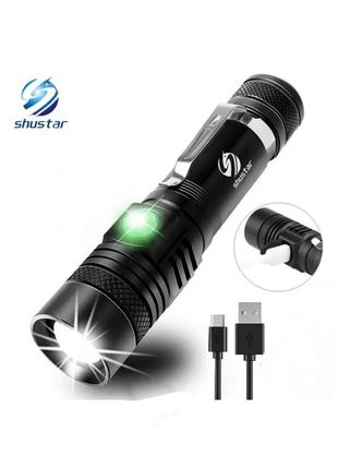 Мощный ручной фонарик shustard s-029, алюминиевый led фонарь, светодиодный ручной фонарь шастар s 029, компактный тактический фонарик