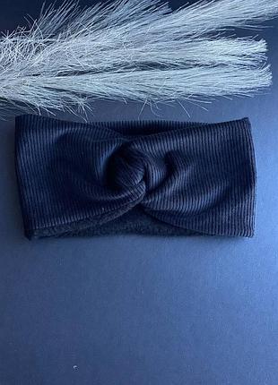 Повязка на голову ,чалма велюровая бархат велюр на флісі чорна