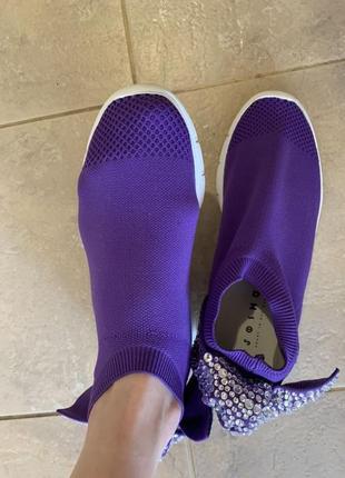 Брендові кросівки- шкарпетки зі стразами swarovski  johua sanders  37-38 розмір4 фото