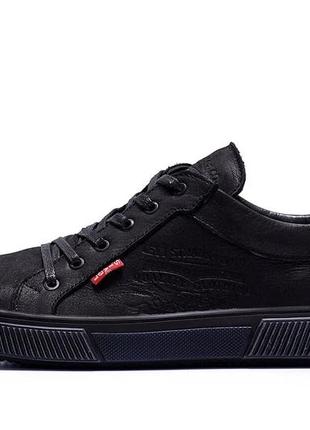 Мужские кожаные кеды black classic