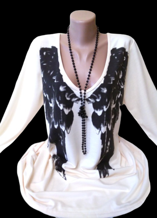 Xl-4xl пуловер женский zanzea, толстовка,принт черные крылья, большой размер
