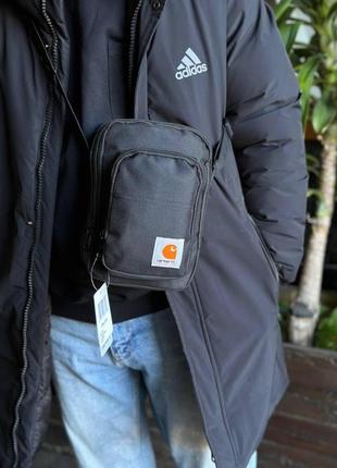 Сумка кархарт carhartt wip барсетка мужская большая черная. кархарт через плечо (сумка мессенджер). люкс