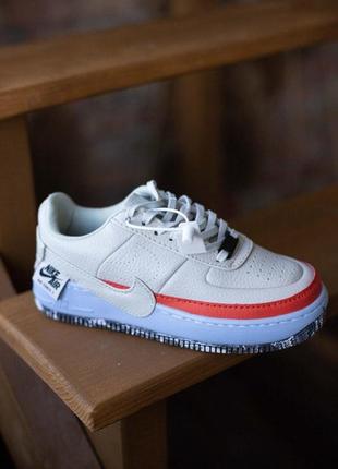 Нереальные эксклюзивные женские кроссовки nike air force 1 бежевые