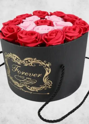 Подарунковий набір мильних троянд forever i love you червоний подарунковий набір мильних троянд3 фото