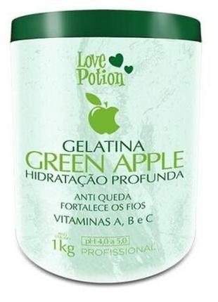 Love potion gelatina green apple - колагеновий заповнювач ботокс для волосся1 фото