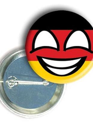 Закатний круглий значок - смайлик "прапор німеччини"