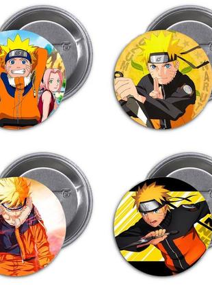 Аніме значки треос "наруто"  naruto - набір 4 шт.