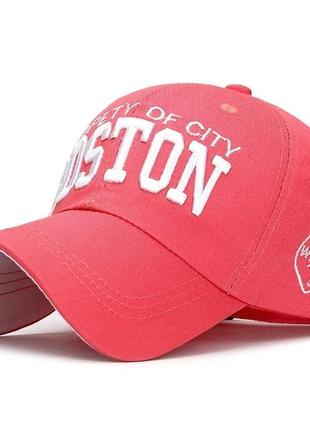 Кепка бейсболка boston з вигнутим козирком коралова, унісекс wuke one size