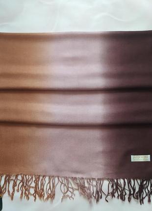 🔥 шарф пашмина кашемир + шелк, градиент 3 цвета, палантин шелковый кисточки4 фото