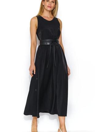Женское длинное летнее платье черного цвета. модель amy zaps. коллекция весна-лето 2024