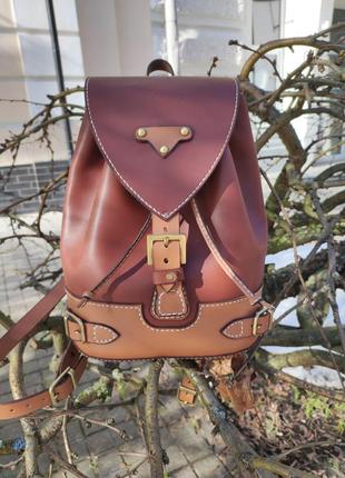 Кожаный женский городской коричневый рюкзак, стильный рюкзак4 фото