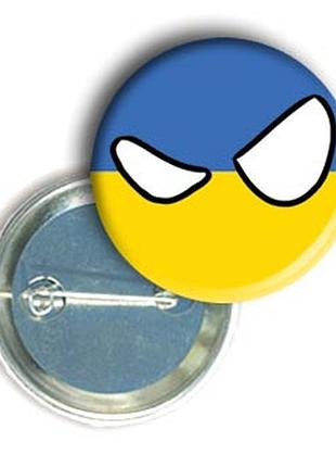 Закатний круглий значок - смайлик "прапор україни"