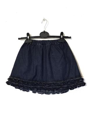 Denim by h&m красивая детская юбка синяя мини котоновая с рюшками на девочку 5-10лет6 фото
