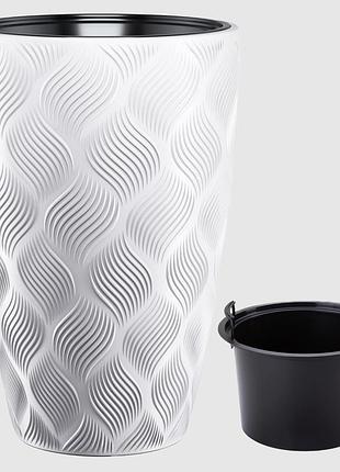Горщик із вкладкою flow slim д.40 см, білий морозостійкий