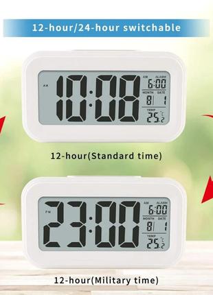 Годинник настільний термометр будильник дата st8020 на батарейках.6 фото